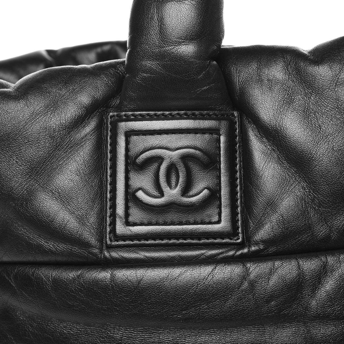 Lambskin Quilted Medium Coco Cocoon Reversible Tote Black