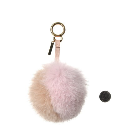 Fendi Fox Fur Vitello Elite Bi-Color Pom Pom Bag Charm Rosa Cammello Cipria 2 of 5