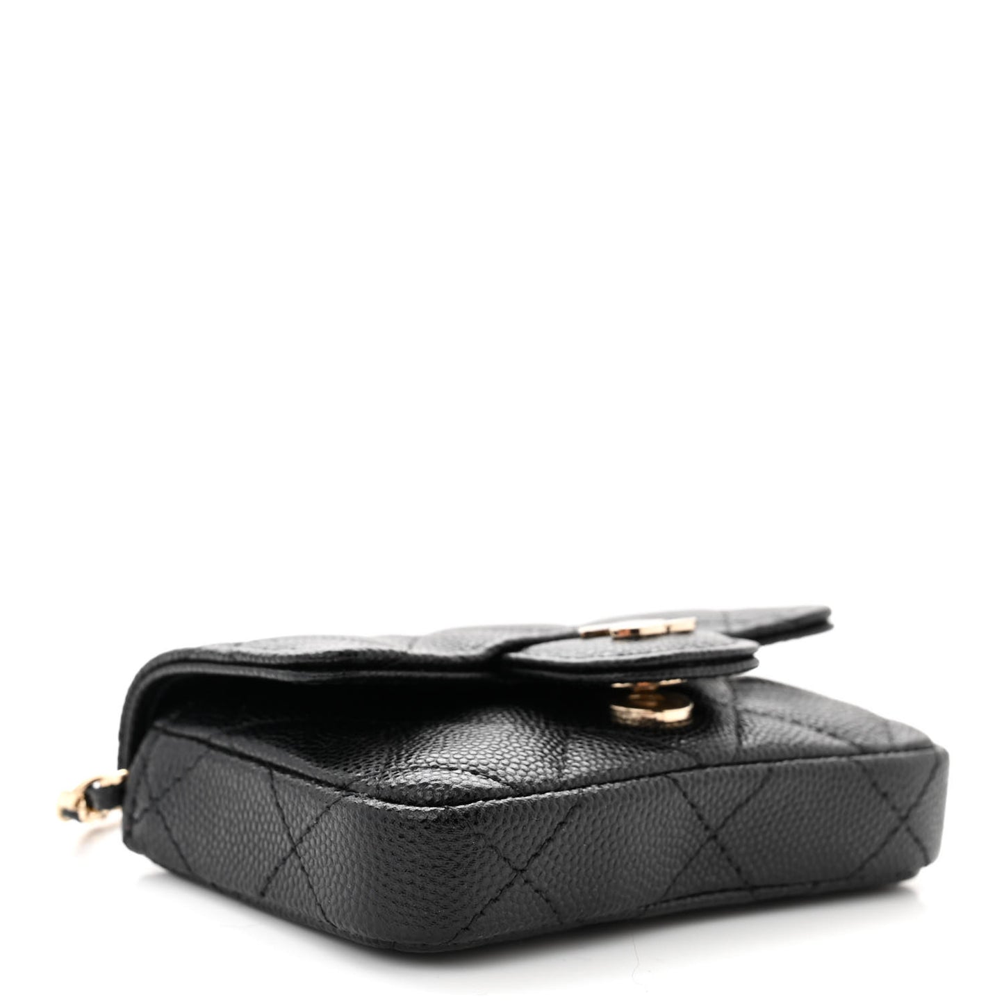 Caviar Quilted Mini Chain Belt Bag Black