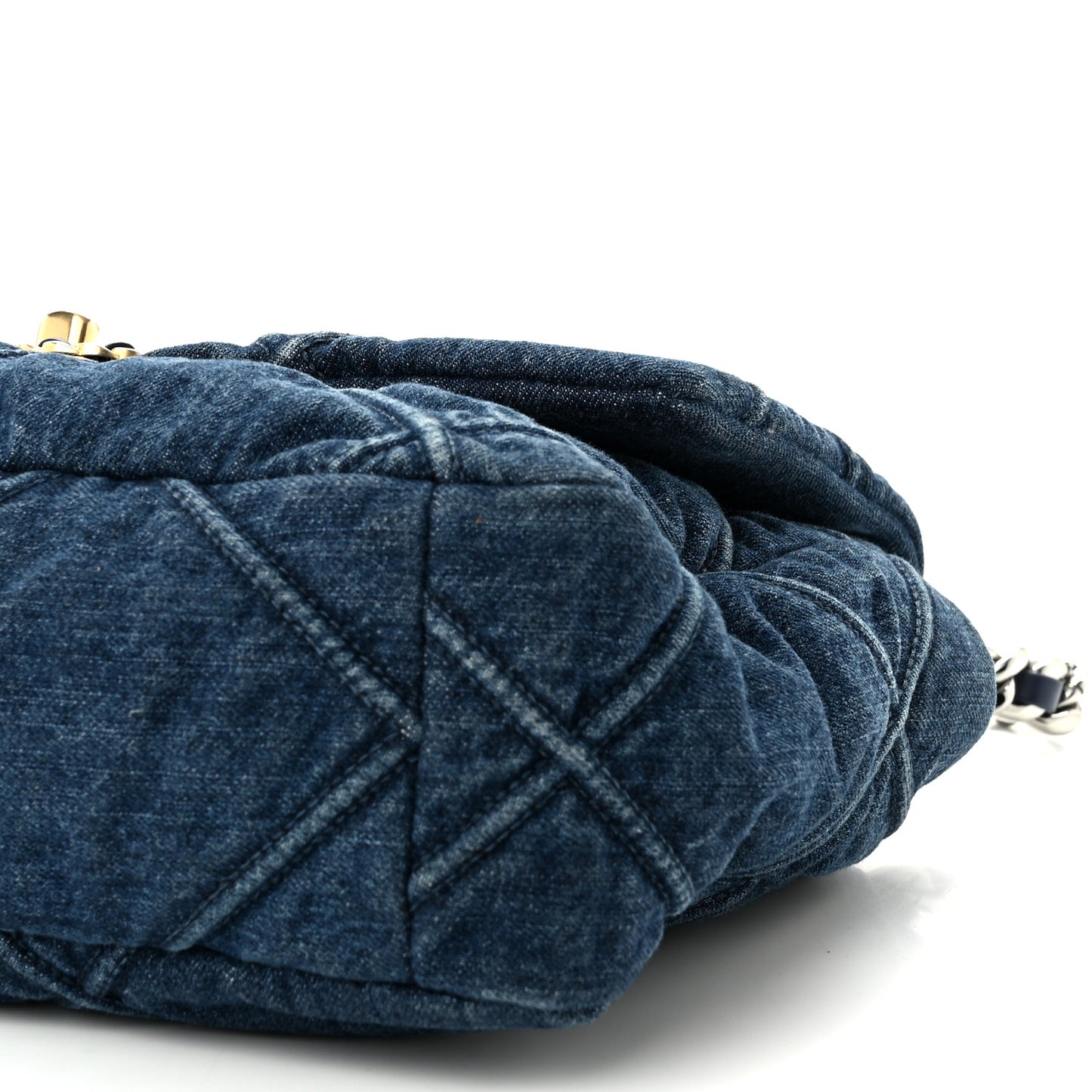 Denim Quilted Large Chanel 19 Flap Blue