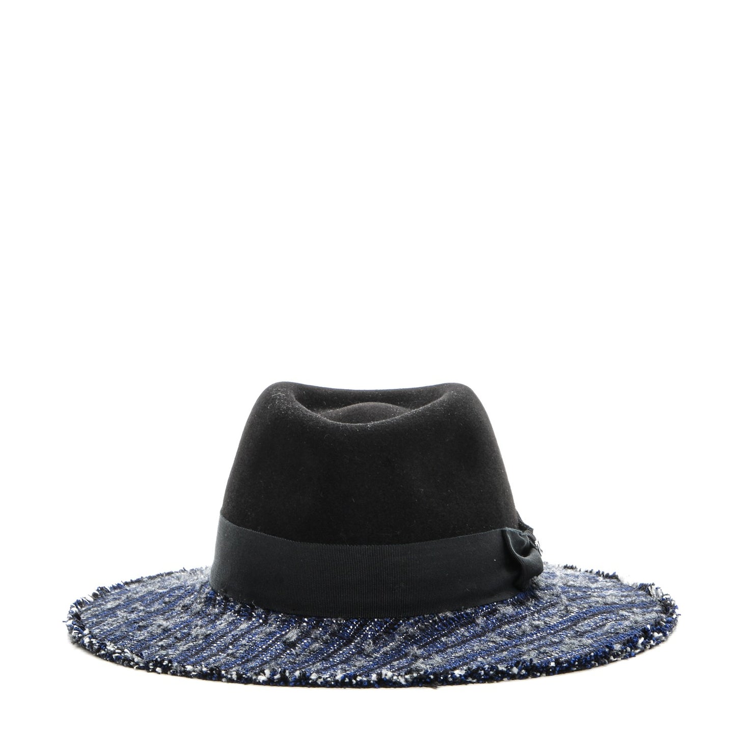 Tweed Felt CC Fedora Hat S Blue Black