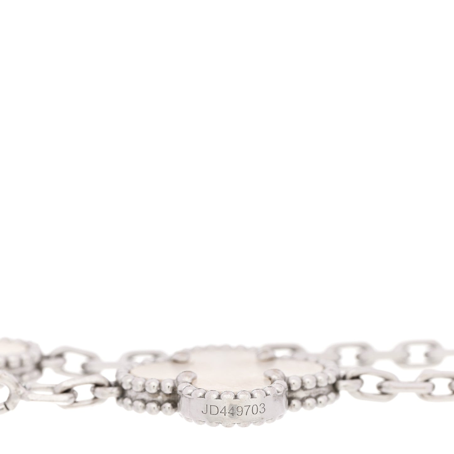 18K White Gold Mother of Pearl 5 Motifs Vintage Alhambra Bracelet