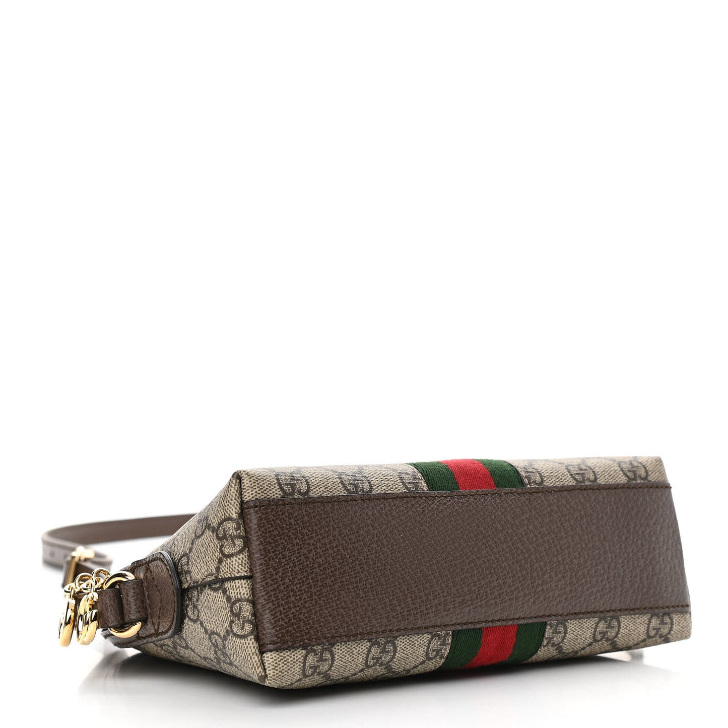 GG Supreme Monogram Textured Dollar Calfskin Web Small Ophidia Dome Shoulder Bag Beige Ebony New Acero