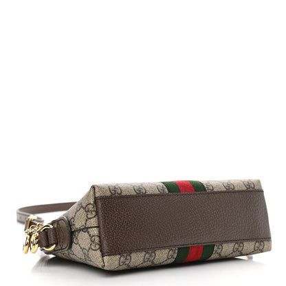Gucci GG Supreme Monogram Textured Dollar Calfskin Web Small Ophidia Dome Shoulder Bag Beige Ebony New Acero 4 of 10