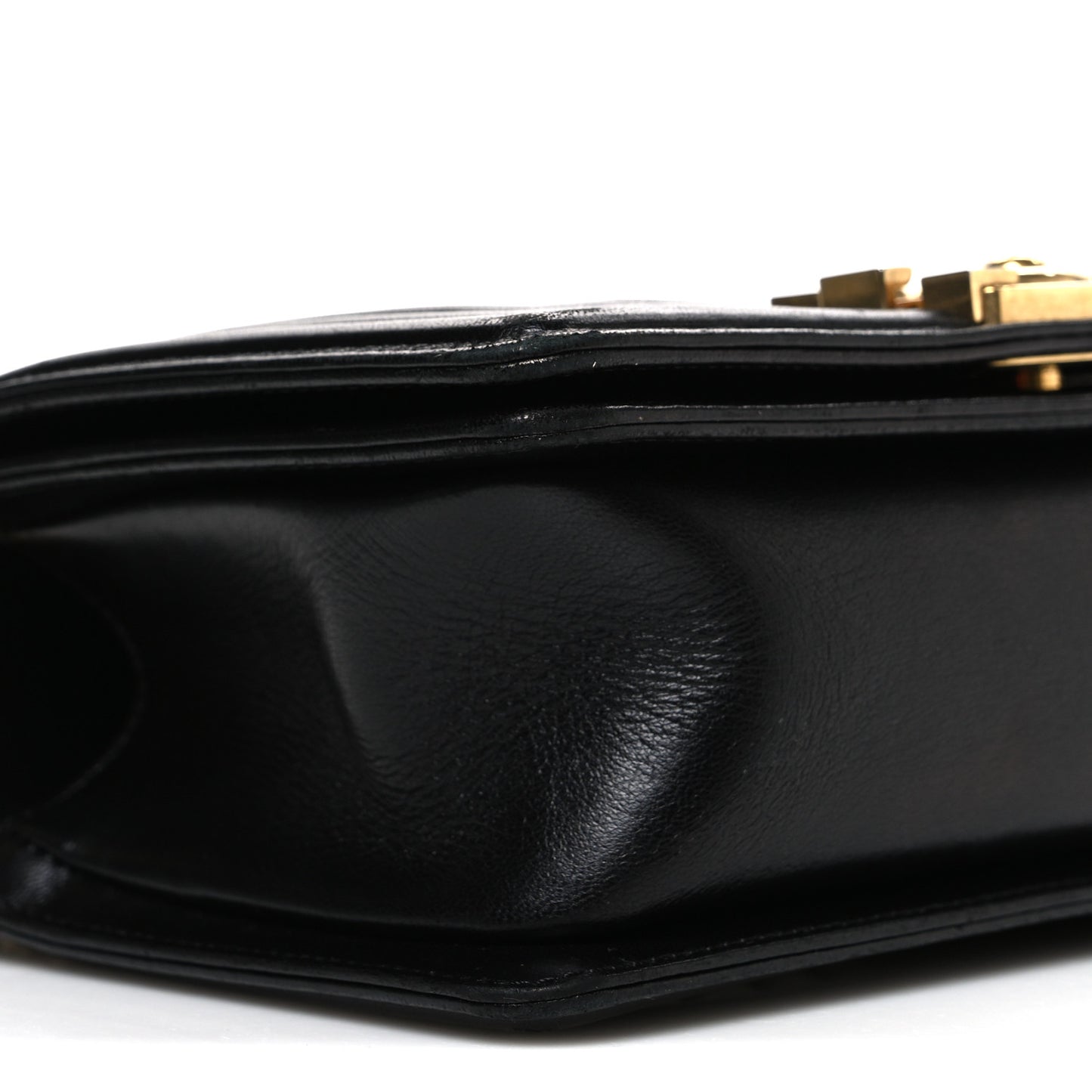 Lambskin Chevron Chain Stitched Small Boy Flap Black