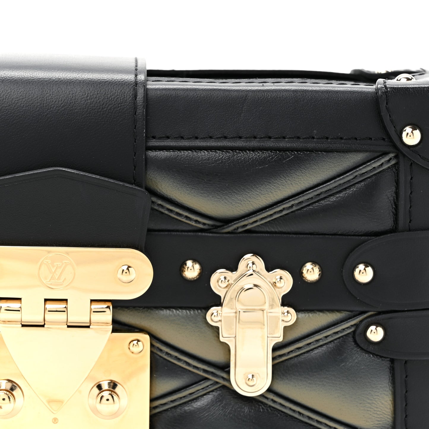 Lambskin Malletage Petite Malle Black Beige
