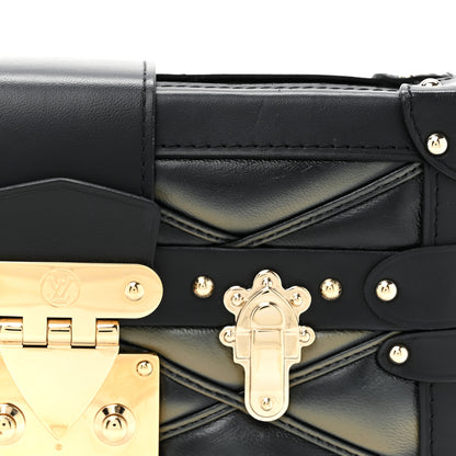 Louis Vuitton Lambskin Malletage Petite Malle Black Beige 7 of 9