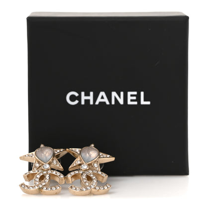 Chanel Crystal CC Star Drop Earrings Gold Blue Pink 5 of 5