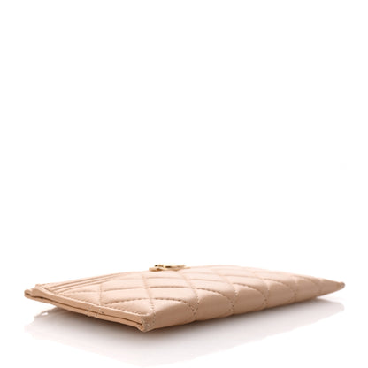 Chanel Lambskin Quilted Classic Zip Boy Pouch Beige 4 of 6