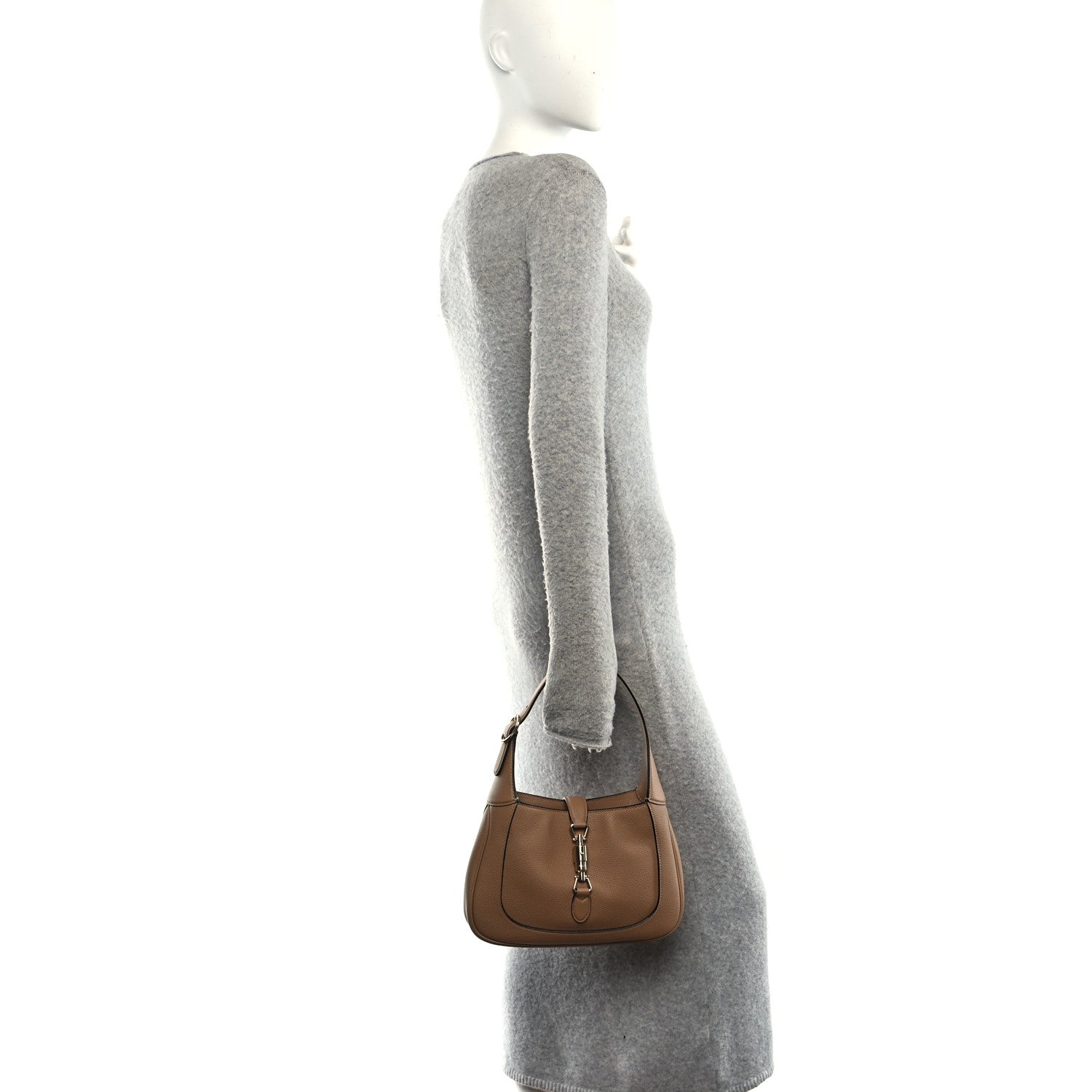 Gucci Grained Calfskin Web Medium Jackie 1961 Hobo Taupe 2 of 10