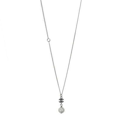 Chanel Crystal CC Drop Necklace Silver 1 of 5