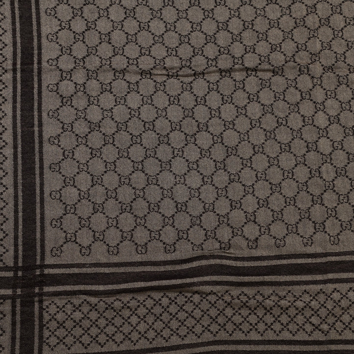 Wool Silk GG Monogram Diamante Plaid Surviee Shawl Beige Dark Brown