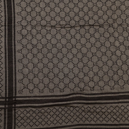 Gucci Wool Silk GG Monogram Diamante Plaid Surviee Shawl Beige Dark Brown 3 of 4