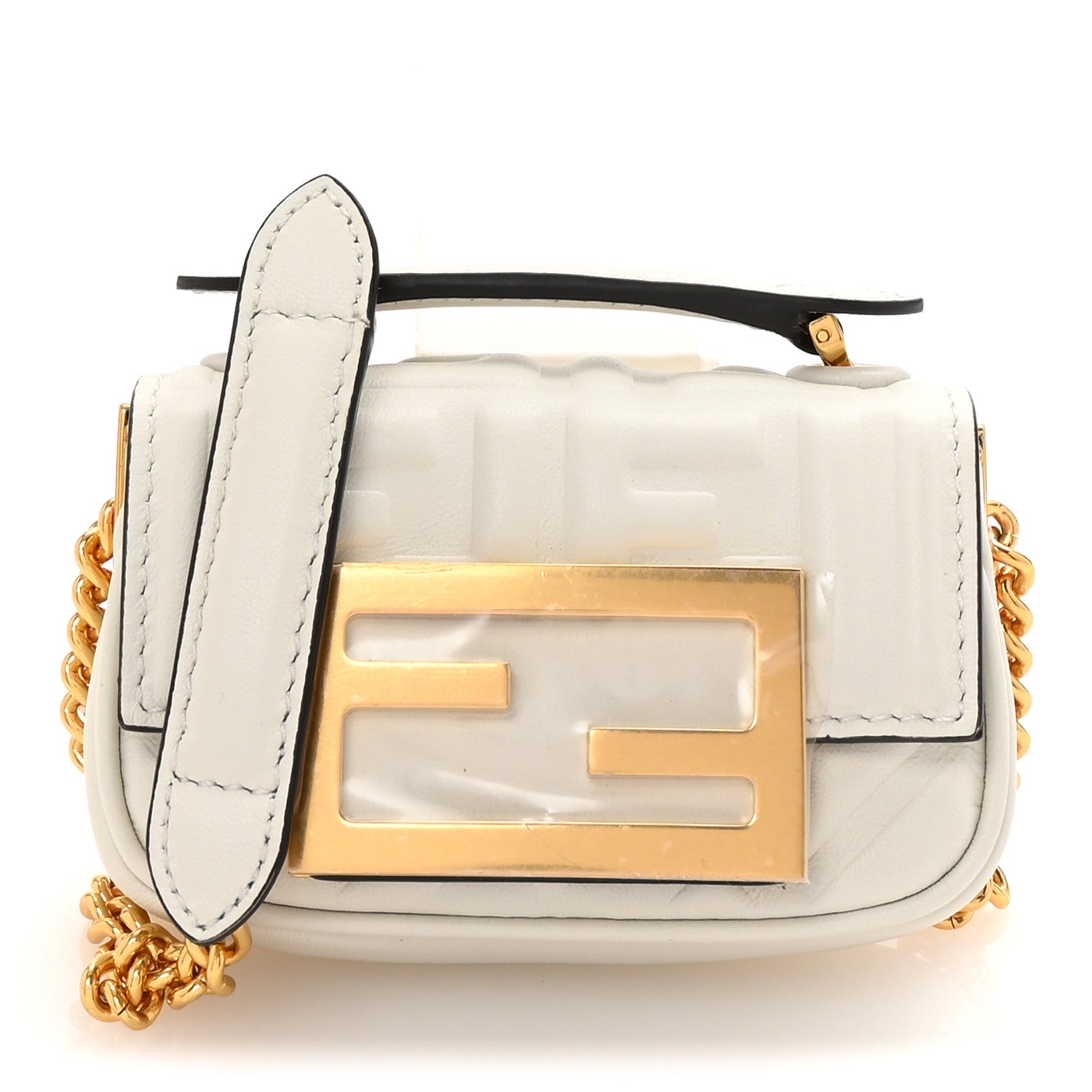 Fendi Nappa Matisse FF Embossed Nano Chain Baguette White 1 of 9