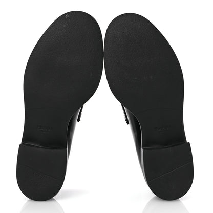 Prada Spazzolato Metal Triangle Logo 50mm Loafers 38.5 Black 7 of 13
