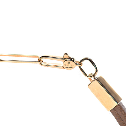 Gucci Calfskin Metal Choker Necklace Brown Gold 3 of 4