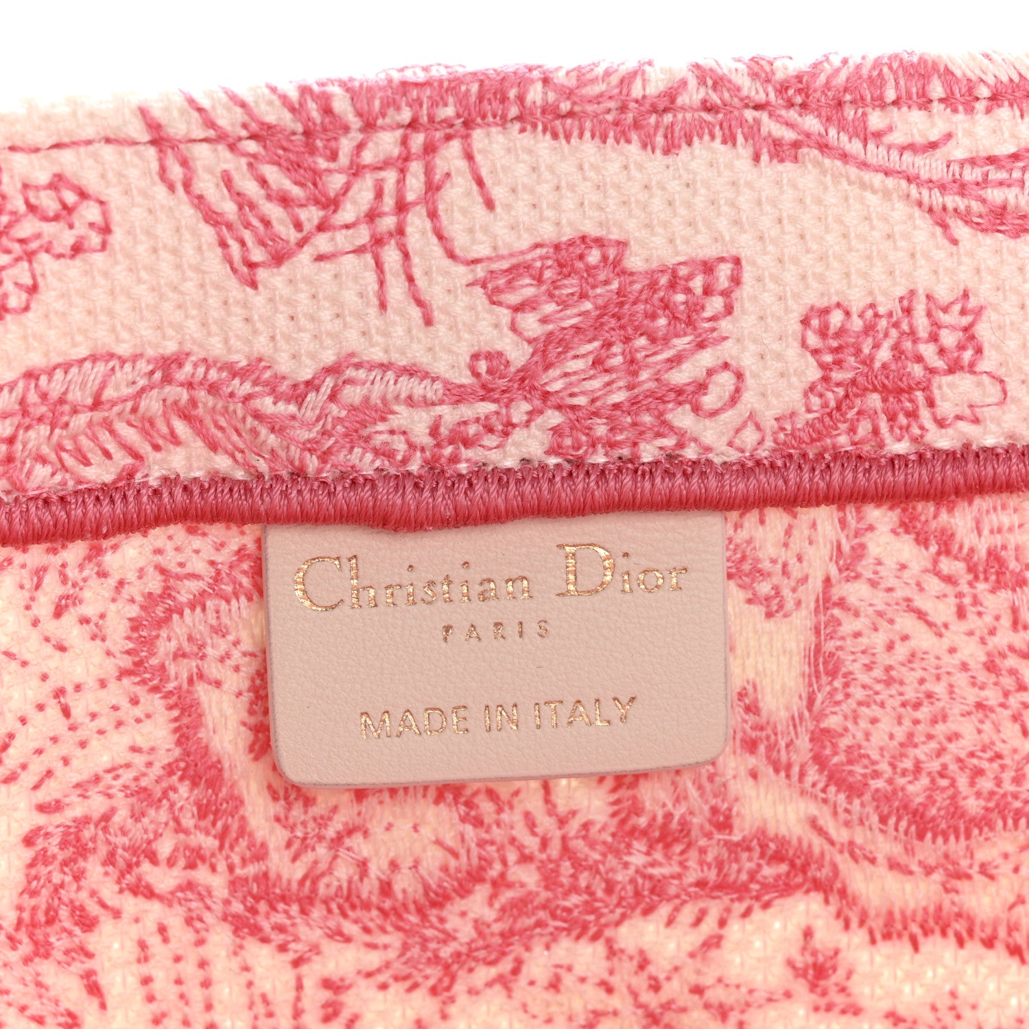 Christian Dior Canvas Embroidered Medium Dioriviera Toile De Jouy Book Tote Peony Pink 6 of 12