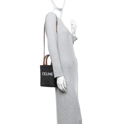 Celine Triomphe Canvas Calfskin Mini Vertical Cabas Tan 2 of 10