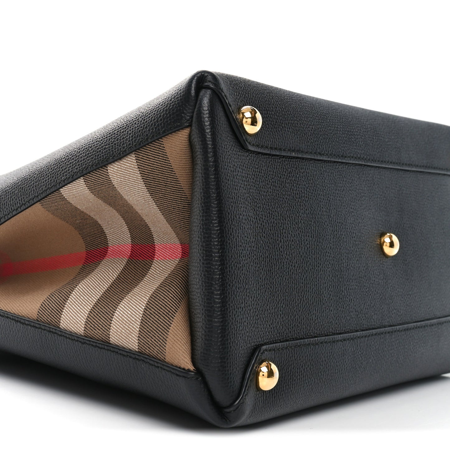 Grainy Calfskin House Check Medium Banner Tote Black