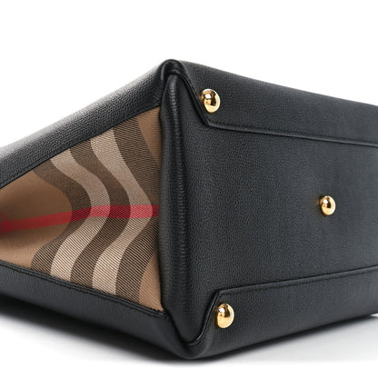 Burberry Grainy Calfskin House Check Medium Banner Tote Black 8 of 9