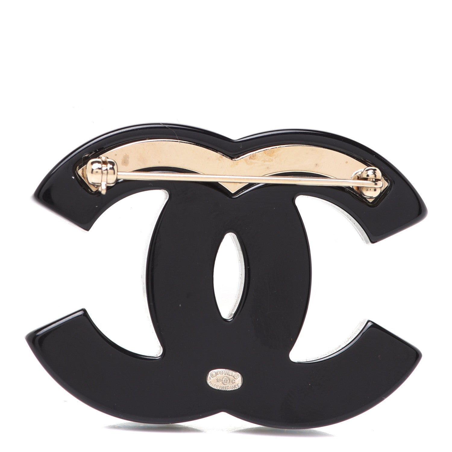 Chanel Resin Pearl Enamel Flower CC Brooch Black Blue Gold 3 of 5
