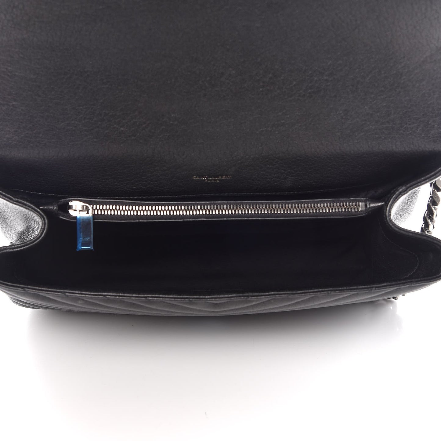 Sheepskin Matelasse Chevron Monogram Large College Satchel Black