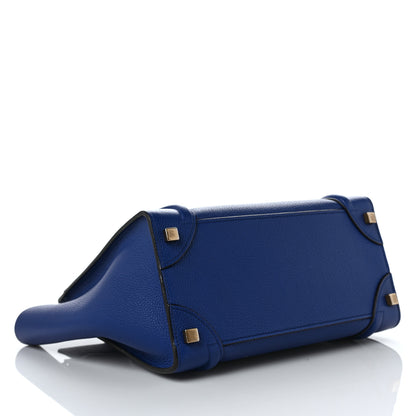 Celine Drummed Calfskin Micro Luggage Indigo 3 of 8