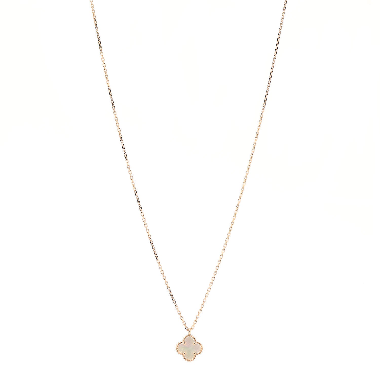 Van Cleef & Arpels 18K Yellow Gold Mother of Pearl Sweet Alhambra Pendant Necklace 1 of 7