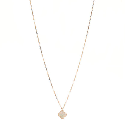 Van Cleef & Arpels 18K Yellow Gold Mother of Pearl Sweet Alhambra Pendant Necklace 1 of 7