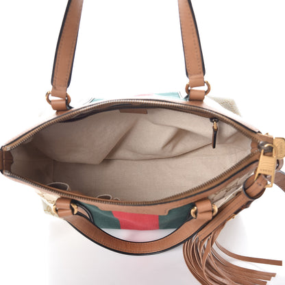 Gucci Monogram Web Rania Top Handle Bag Natural 8 of 10