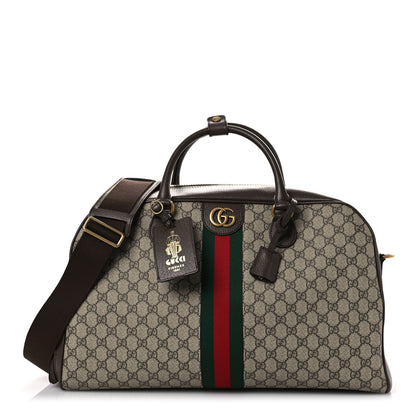 Gucci GG Supreme Monogram Textured Dollar Calfskin Web Large Savoy Bowling Bag Beige Ebony New Acero 1 of 9