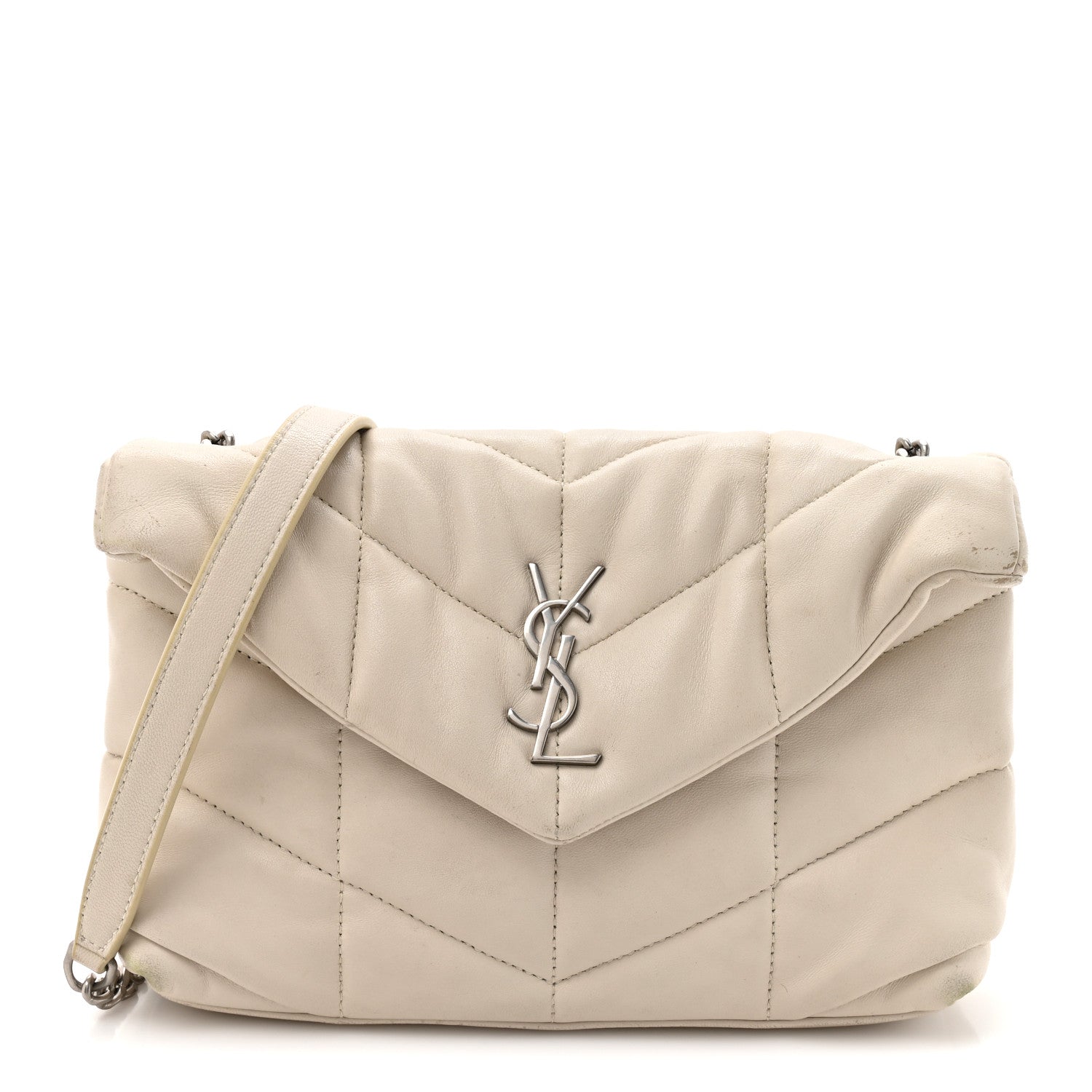Saint Laurent Lambskin Quilted Toy Loulou Puffer Monogram Chain Satchel Crema Soft Crema Soft 1 of 14