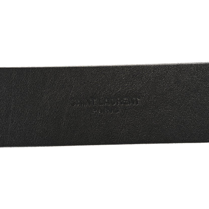Saint Laurent Calfskin Crocodile Embossed Square Buckle Belt 75 30 Black 5 of 6