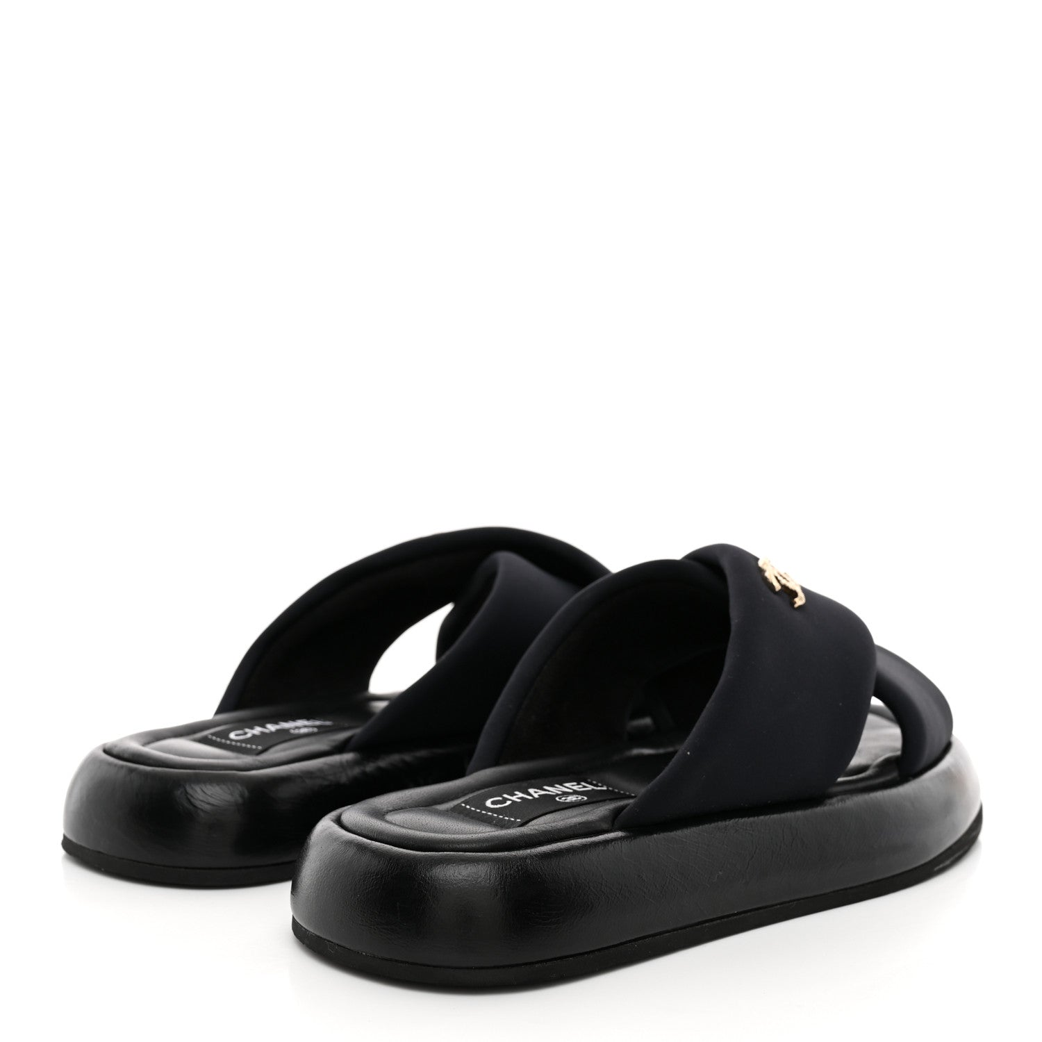 Chanel Fabric CC Mules Sandals 36 Black 5 of 9