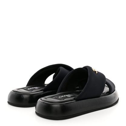 Chanel Fabric CC Mules Sandals 36 Black 5 of 9