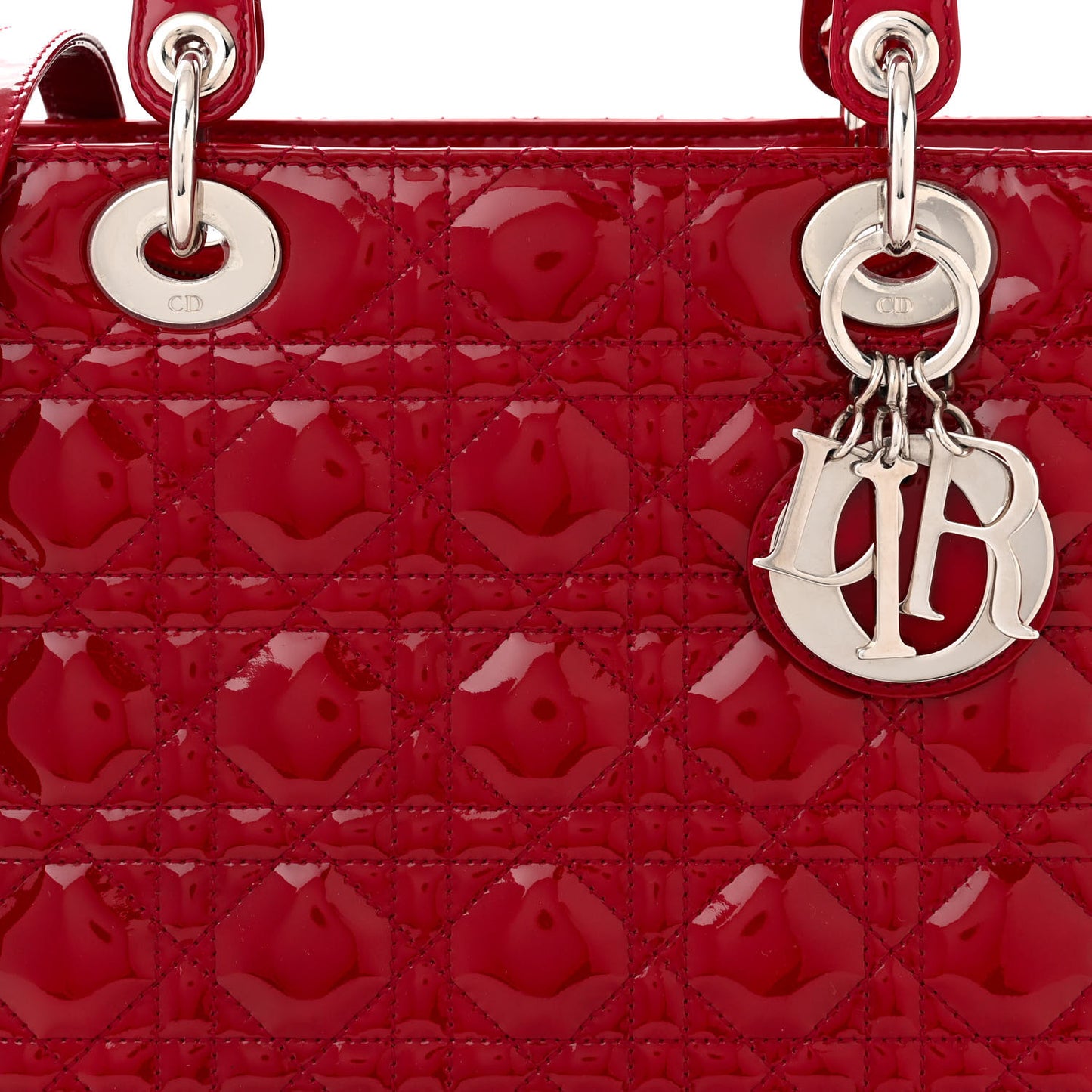Patent Cannage Large Lady Dior Red