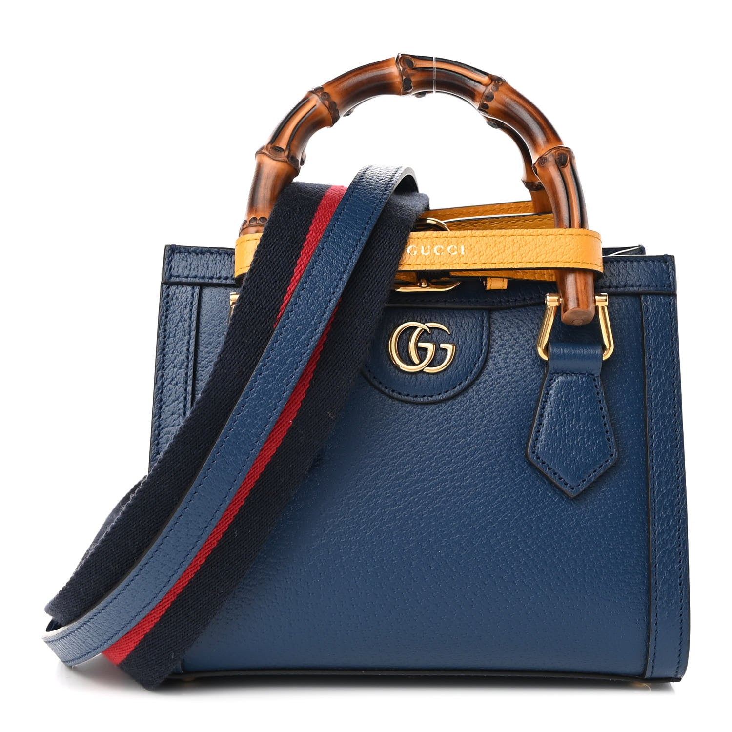 Gucci Textured Dollar Calfskin Web Mini Diana Tote Bag Royal Crop 1 of 8