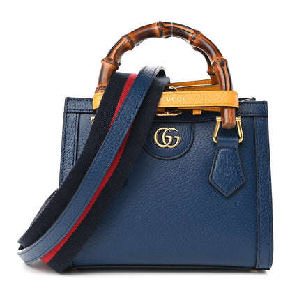 Gucci Textured Dollar Calfskin Web Mini Diana Tote Bag Royal Crop 1 of 8