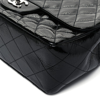 Chanel Crinkled Patent Quilted Jumbo Single Flap Black 9 of 9
