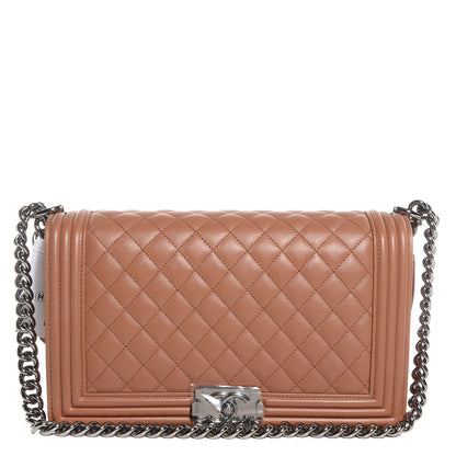 Chanel Metallic Calfskin Quilted New Medium Boy Flap Dark Beige 1 of 9