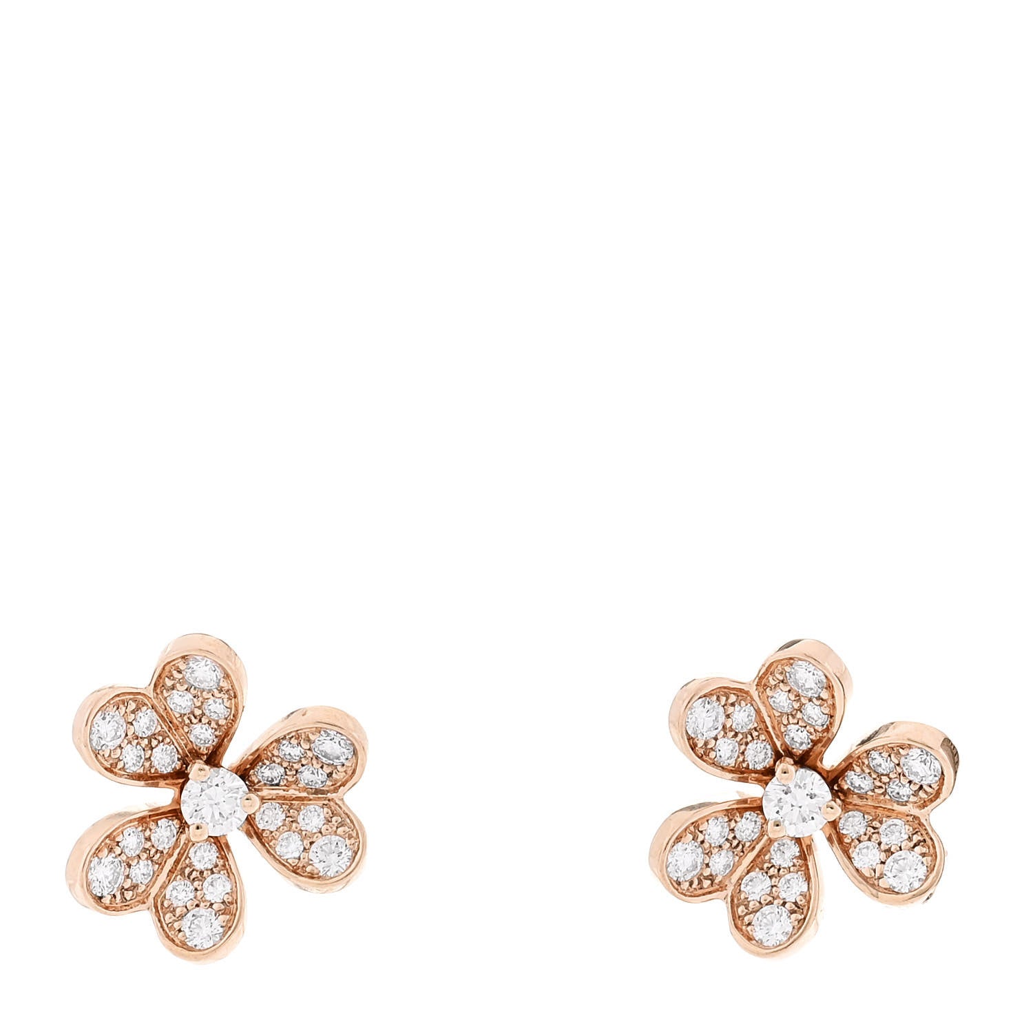 Van Cleef & Arpels 18K Rose Gold Diamond Mini Frivole Pave Earrings 1 of 4