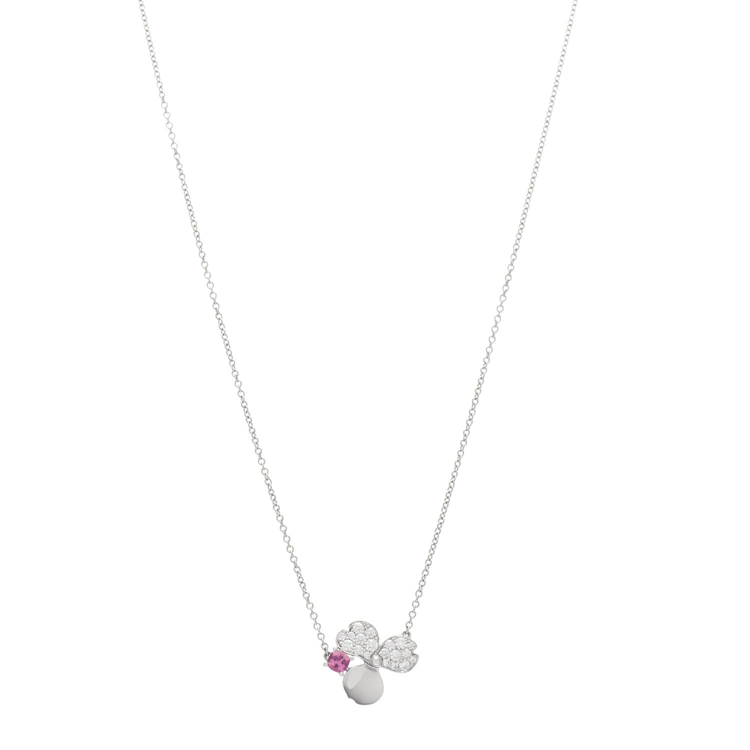 Tiffany Platinum Diamond Pink Tourmaline Paper Flowers Pendant Necklace 1 of 5