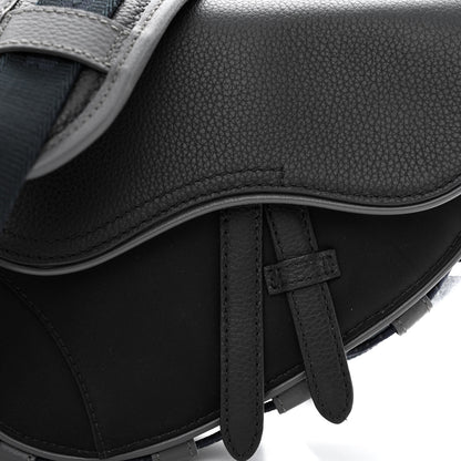 Christian Dior X SACAI Grained Calfskin Technical Fabric Mens Saddle Bag Black 8 of 10