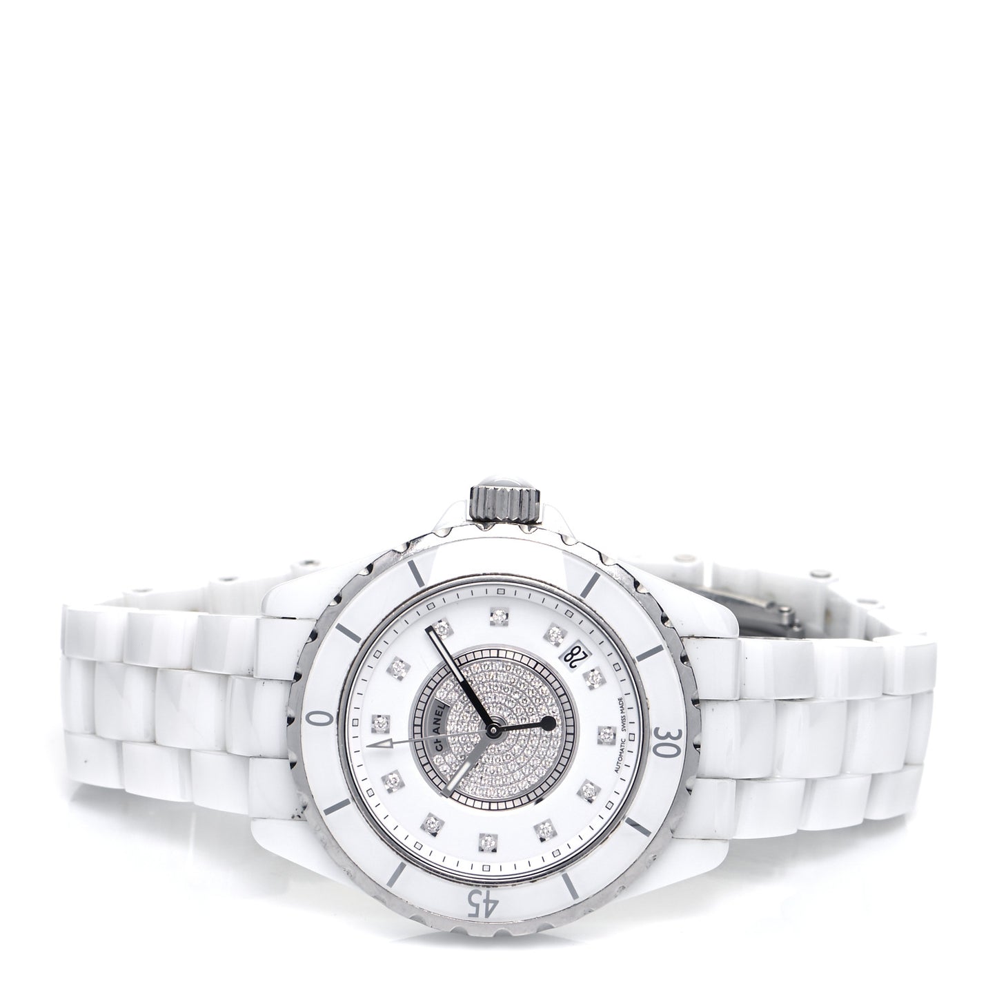 Stainless Steel Ceramic Diamond Dial 38mm J12 Automatic Watch White