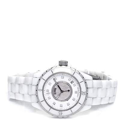 Chanel Stainless Steel Ceramic Diamond Dial 38mm J12 Automatic Watch White 2 of 5