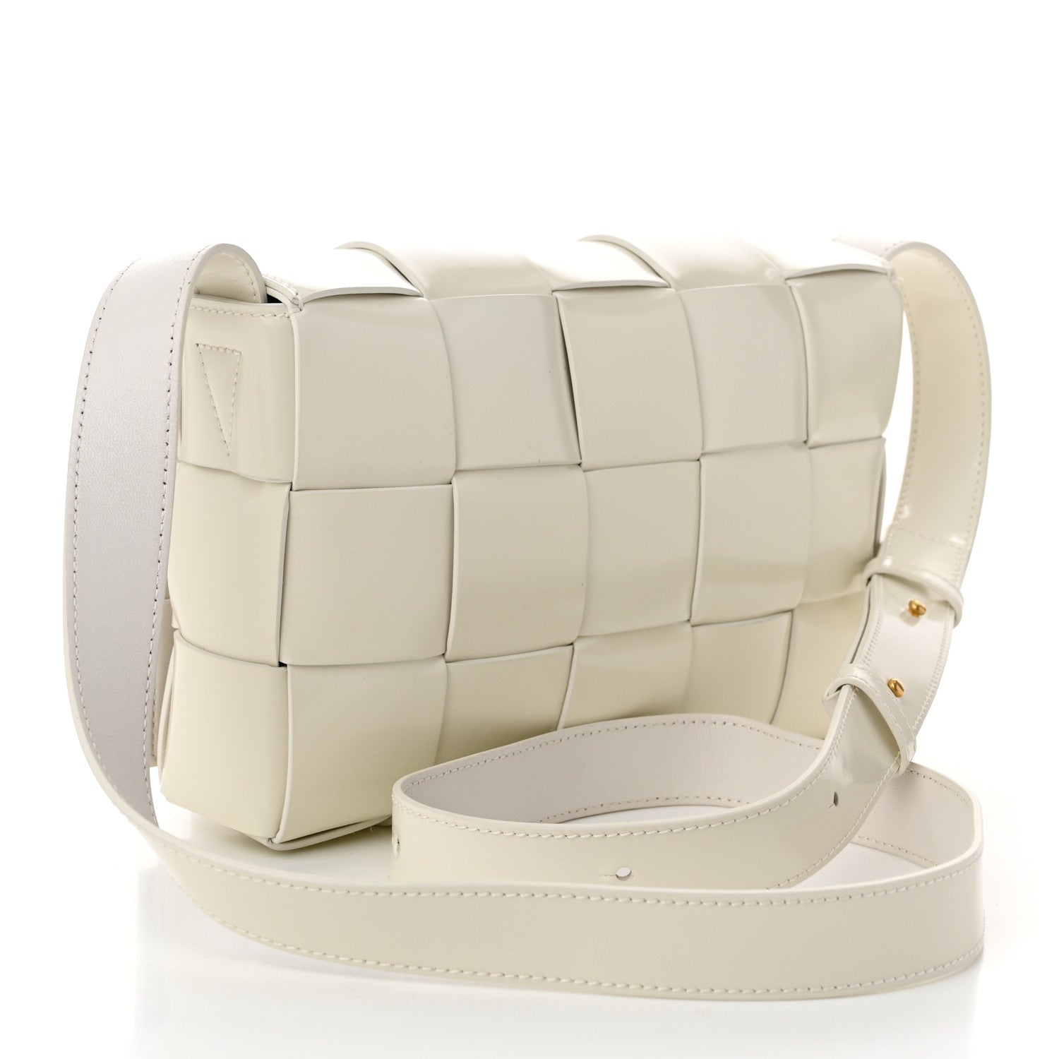 Bottega Veneta Patent Maxi Intrecciato Cassette Crossbody Bag White 3 of 11