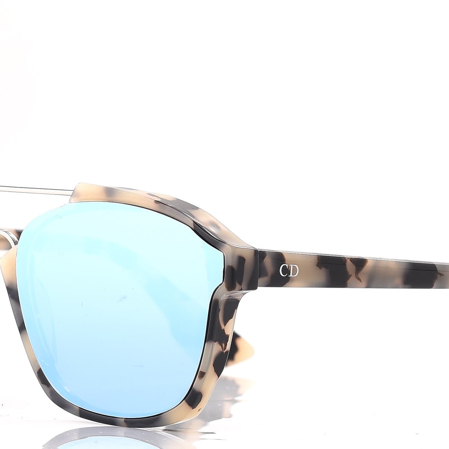 Christian Dior Abstract Square Mirrored Sunglasses Spotted Havana Blue 5 of 11
