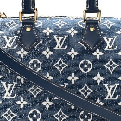 Louis Vuitton Monogram Jacquard Denim Speedy Bandouliere 25 Bleu 7 of 9