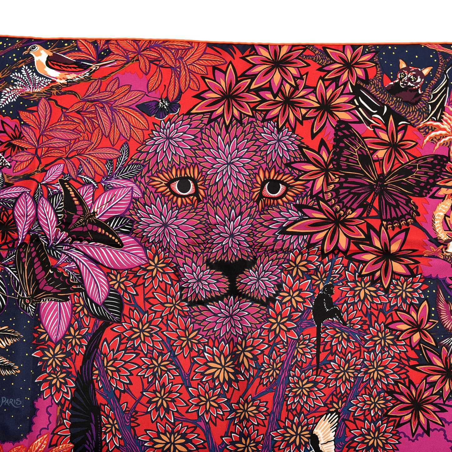 Silk Wild Singapore Scarf 90 Rouge Violet Beige