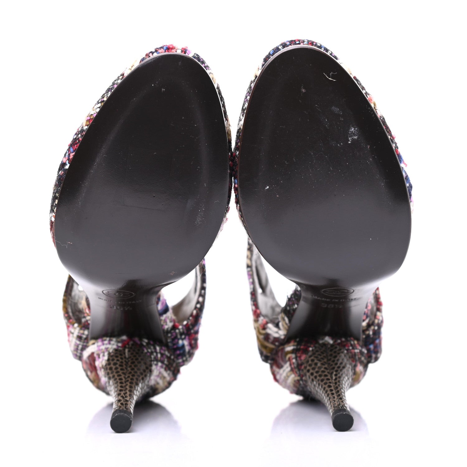 Chanel Tweed Lizard CC Slingback Pumps 36.5 Multicolor 5 of 10